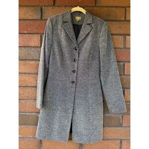 Caslon Tweed Jacket Mid Length Coat‎ | Gray | Single Breasted | Size 8